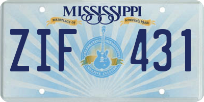 MS license plate ZIF431