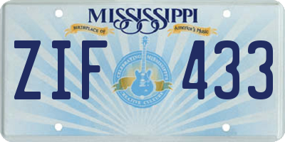 MS license plate ZIF433
