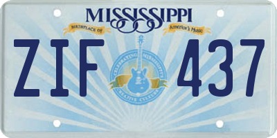 MS license plate ZIF437