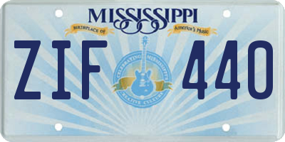 MS license plate ZIF440