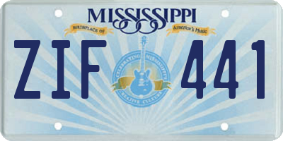 MS license plate ZIF441