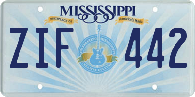 MS license plate ZIF442