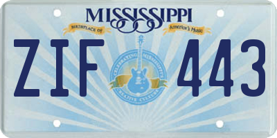 MS license plate ZIF443