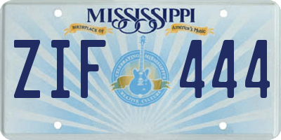 MS license plate ZIF444
