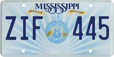 MS license plate ZIF445
