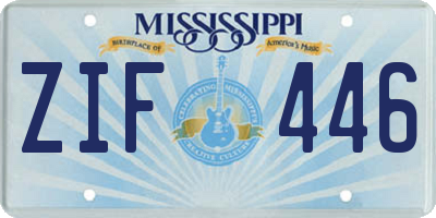 MS license plate ZIF446