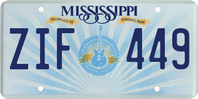 MS license plate ZIF449