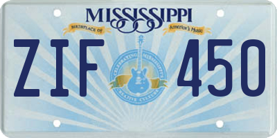 MS license plate ZIF450