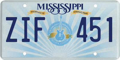 MS license plate ZIF451