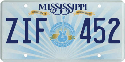 MS license plate ZIF452