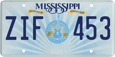 MS license plate ZIF453