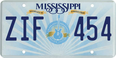 MS license plate ZIF454
