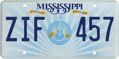 MS license plate ZIF457