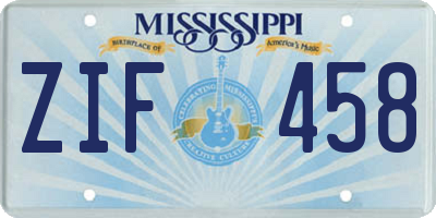MS license plate ZIF458