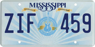 MS license plate ZIF459
