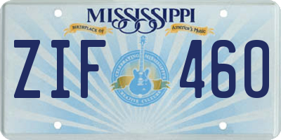 MS license plate ZIF460