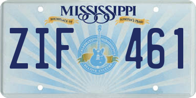 MS license plate ZIF461