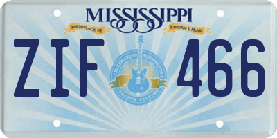 MS license plate ZIF466