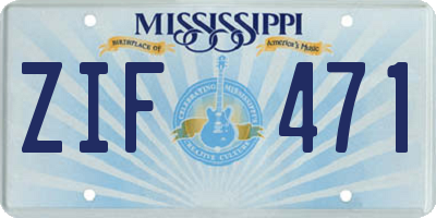 MS license plate ZIF471