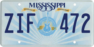 MS license plate ZIF472