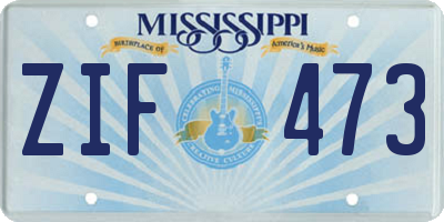 MS license plate ZIF473