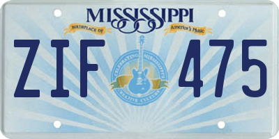 MS license plate ZIF475