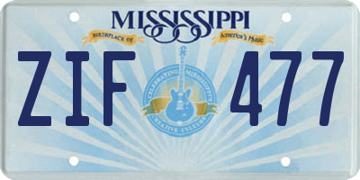 MS license plate ZIF477
