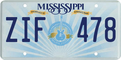 MS license plate ZIF478