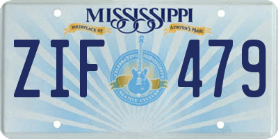 MS license plate ZIF479