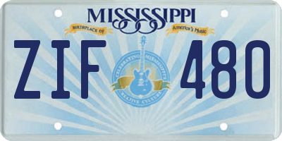 MS license plate ZIF480