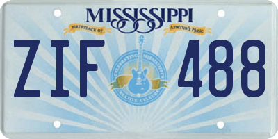 MS license plate ZIF488