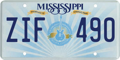 MS license plate ZIF490