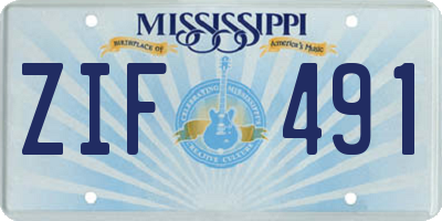 MS license plate ZIF491