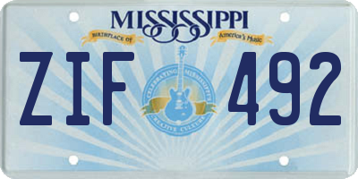 MS license plate ZIF492