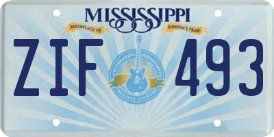 MS license plate ZIF493