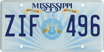 MS license plate ZIF496