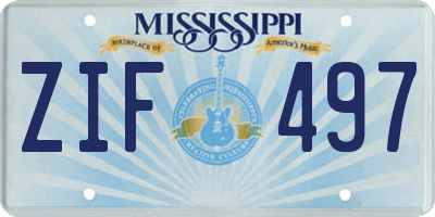 MS license plate ZIF497