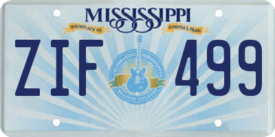 MS license plate ZIF499