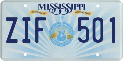 MS license plate ZIF501