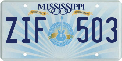 MS license plate ZIF503