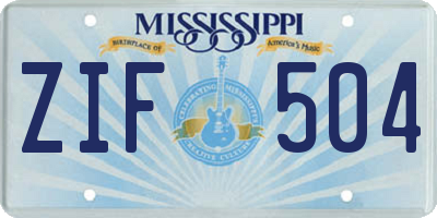 MS license plate ZIF504