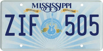 MS license plate ZIF505