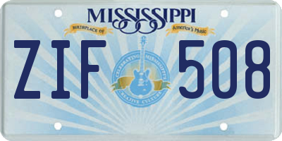 MS license plate ZIF508