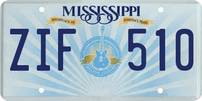MS license plate ZIF510