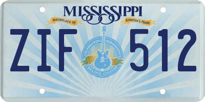 MS license plate ZIF512