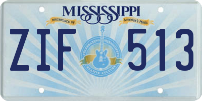 MS license plate ZIF513