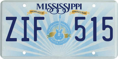 MS license plate ZIF515