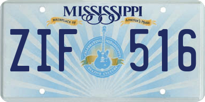 MS license plate ZIF516