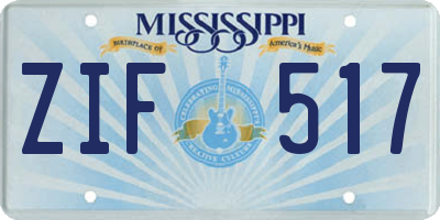 MS license plate ZIF517