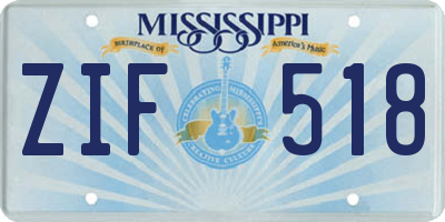 MS license plate ZIF518